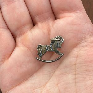 Vintage Beau 925 Sterling Silver Rocking Horse Toy Pendant Bracelet Charm